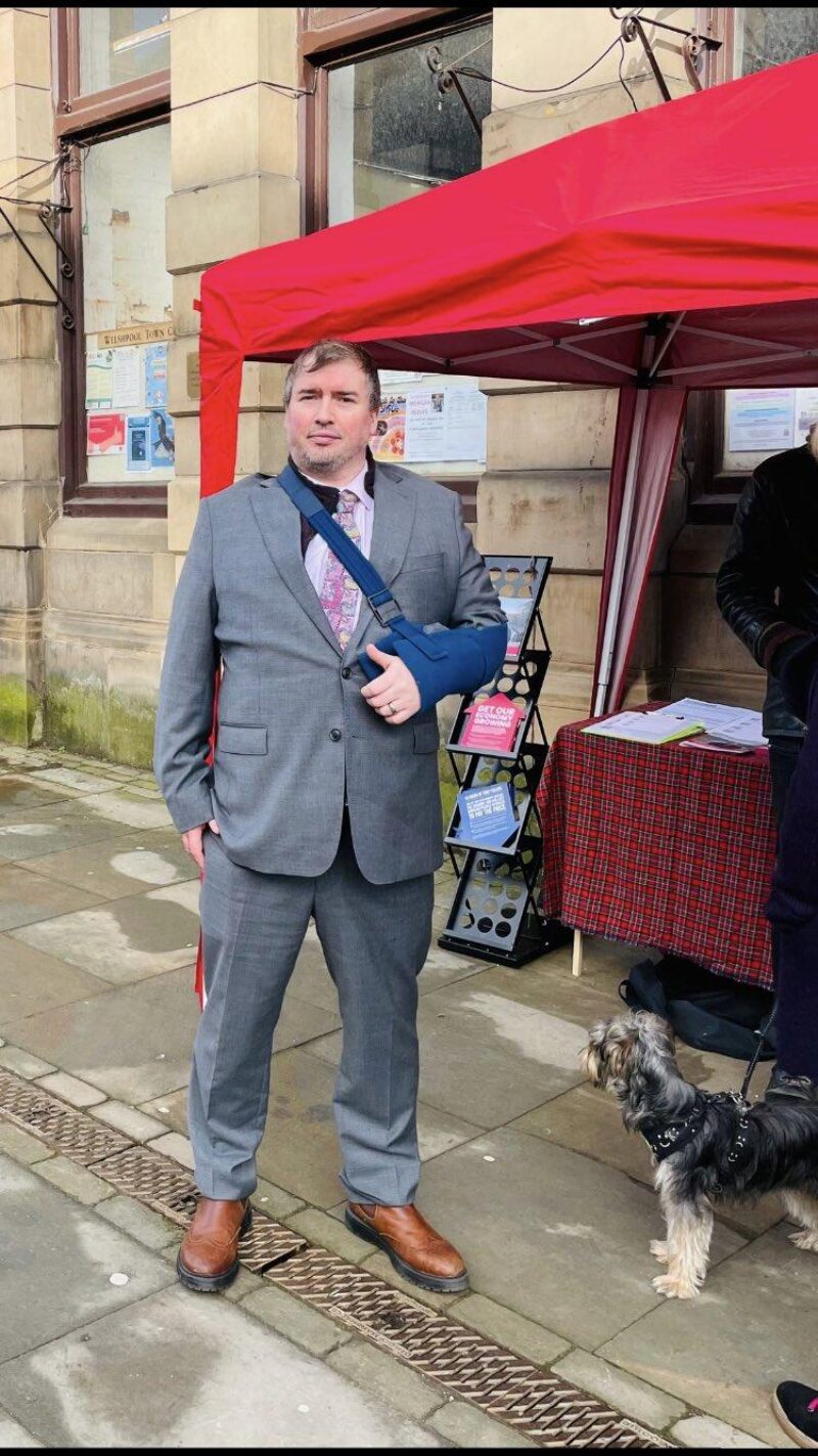 Steve Witherden holds a stall in Welshpool