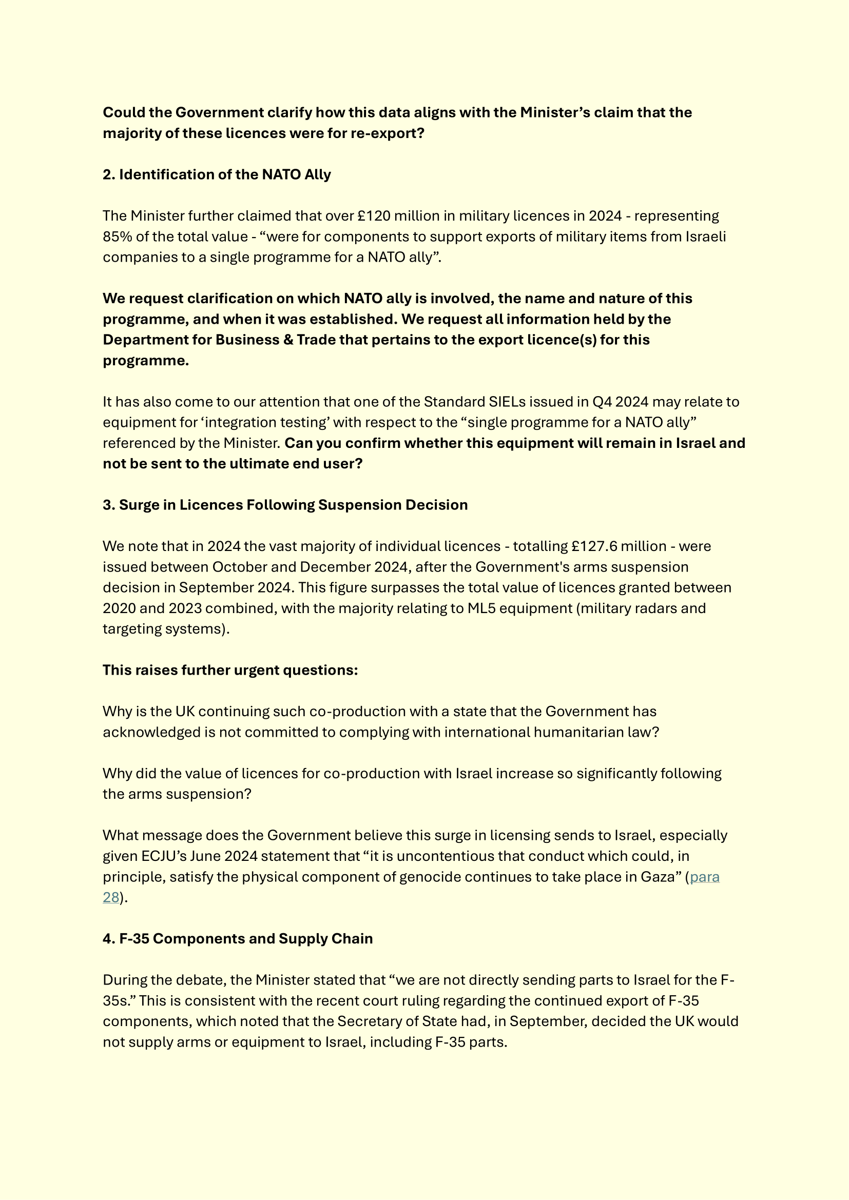 embargo on arms to israel