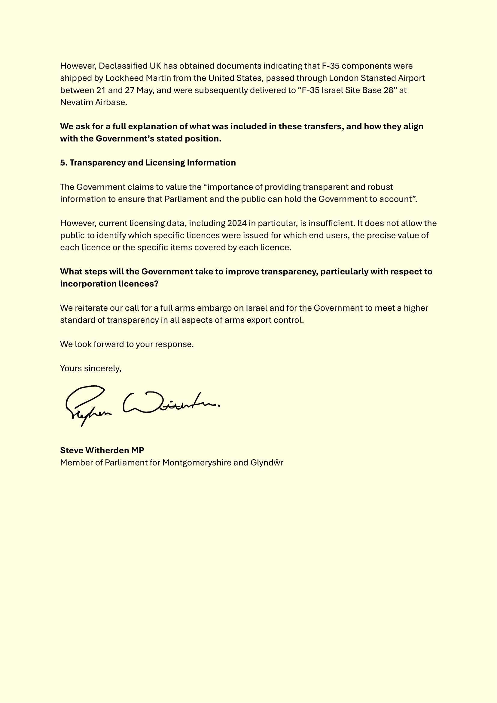 embargo on arms to israel